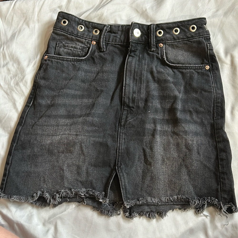 All saints Metal Ring Denim Skirt